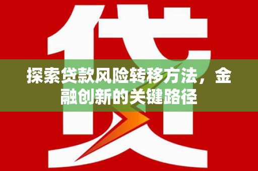 洪江探索贷款风险转移方法，金融创新的关键路径