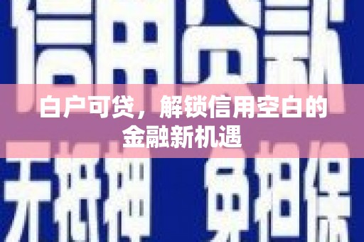 洪江白户可贷，解锁信用空白的金融新机遇